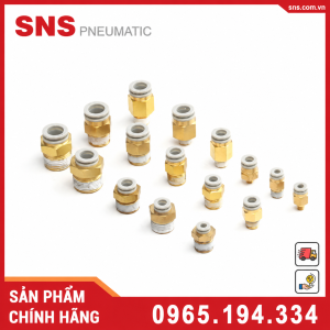KQ2C8-02 Nối Nhanh Thẳng Ren Ngoài SNS Chính Hãng