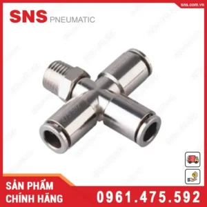 JPXC04-01 Nối nhanh chữ thập ren ngoài Inox 304 SNS (JPXC04-01 SUS304)