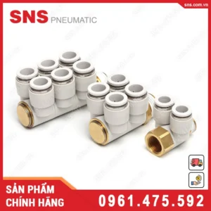 KQ2ZT04-M5 Nối nhanh góc ren ngoài 6 đầu ống SNS (KQ2ZT04-M5 Màu trắng)